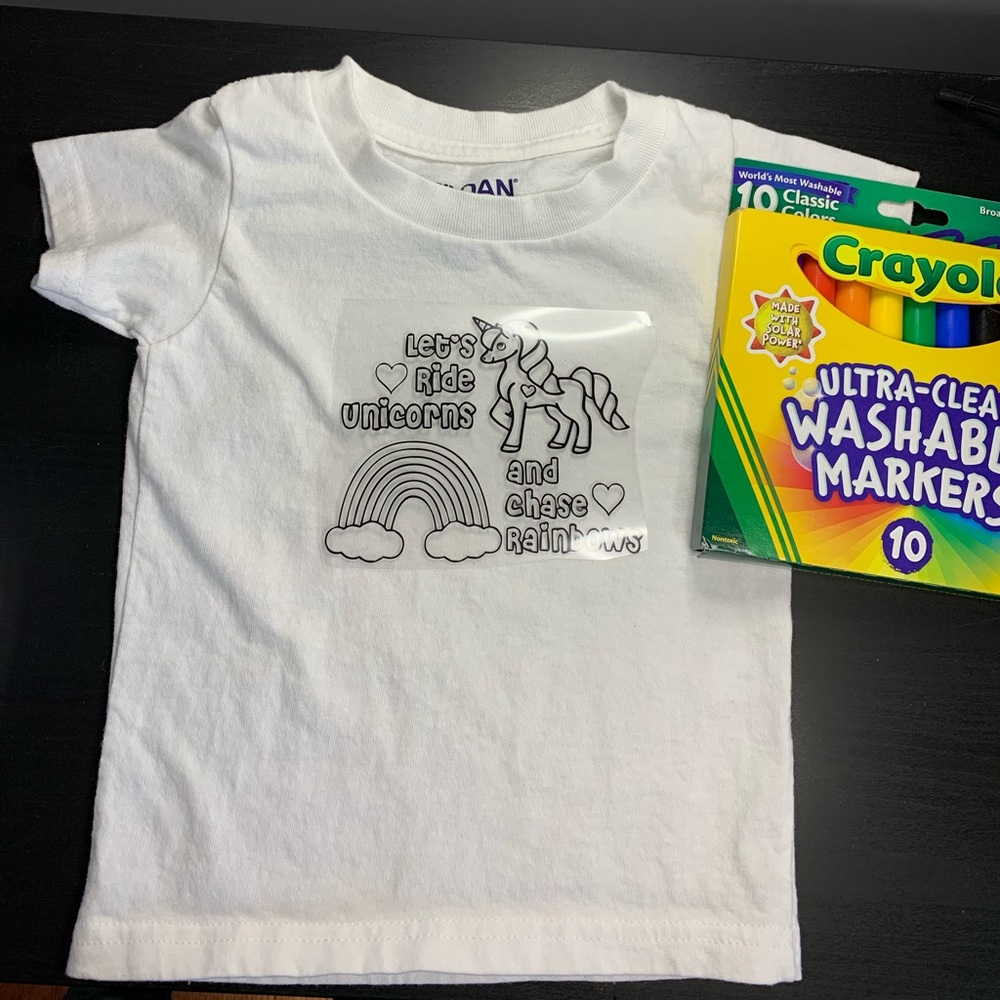 Kid’s Coloring Shirt with Markers - Multiple Designs Available! - Picture 12 of 16